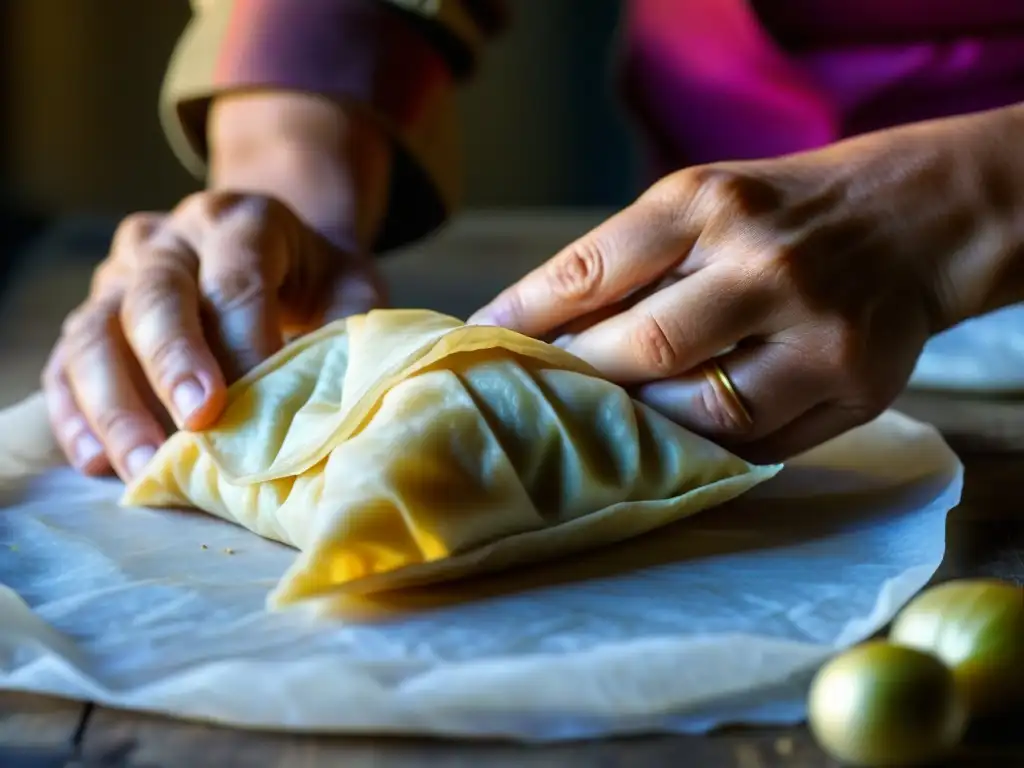 Un chef uzbeco experto en la Ruta de la Seda preparando samsa, una receta histórica