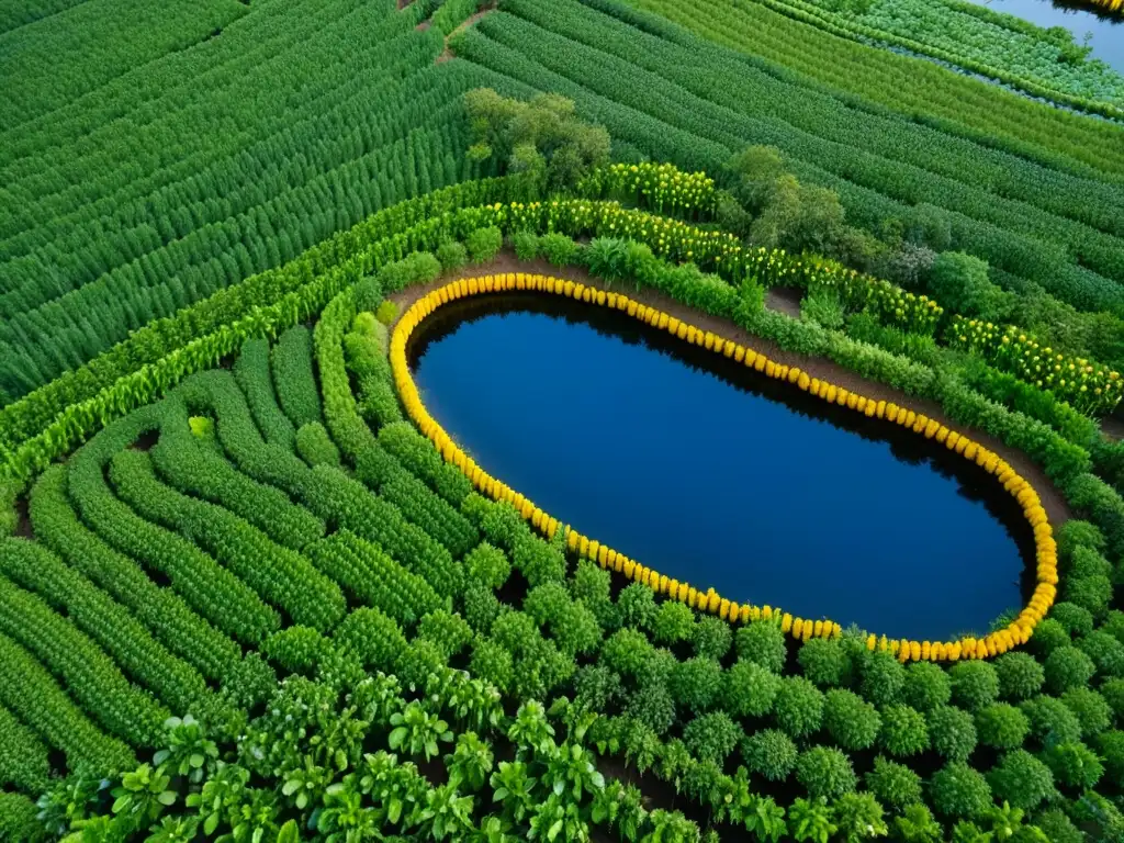 Un chinampa vibrante en plena cosecha de cultivos aztecas, resaltando la importancia de la agricultura azteca