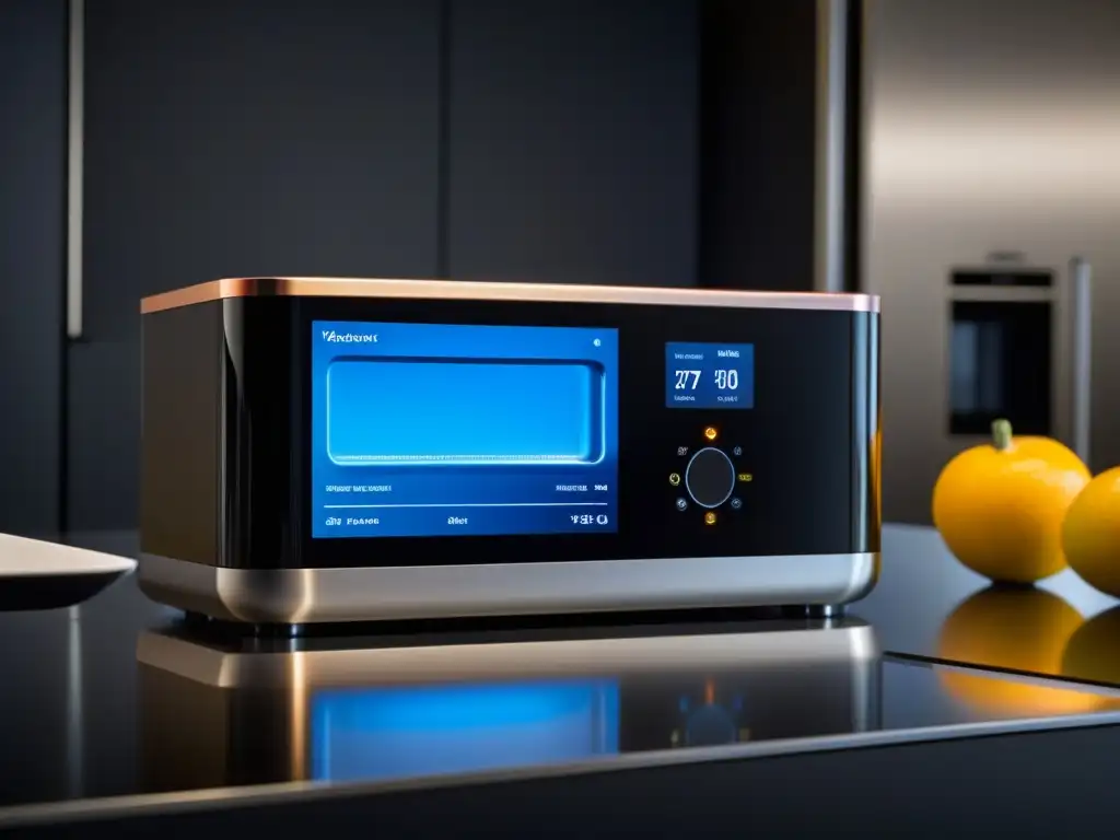 Gadget de cocina inteligente: diseño futurista y tecnología avanzada Cocina inteligente: gadget avanzado fusiona historia culinaria con innovación tecnológica