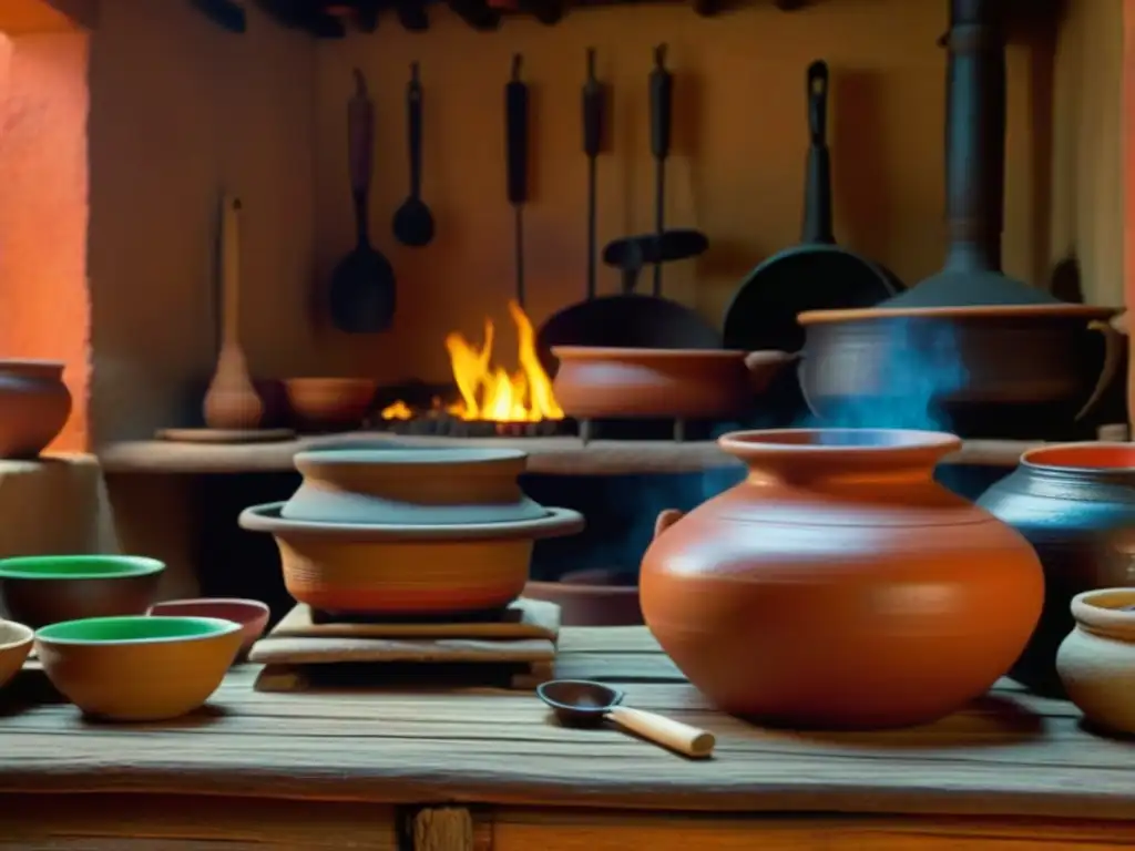 Una cocina Maya ancestral con una cocinera experta preparando recetas históricas