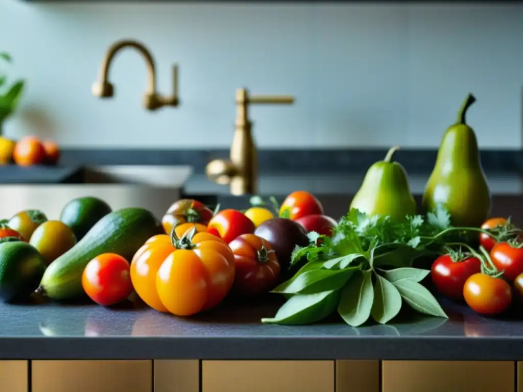 Una cocina moderna con ingredientes vibrantes de la cocina azteca