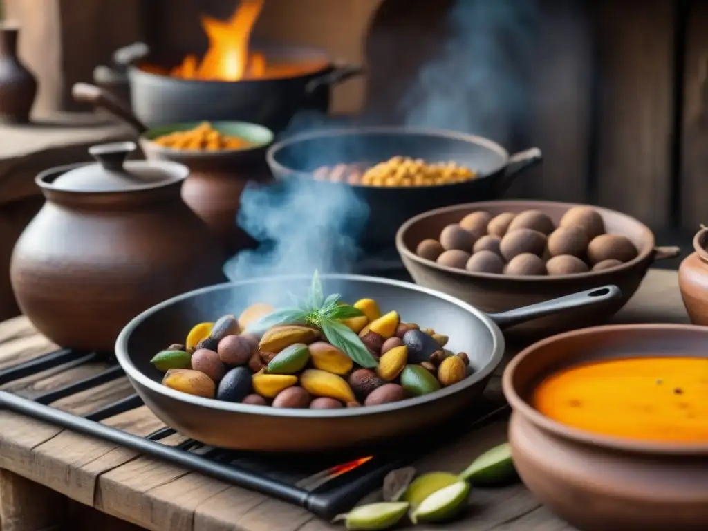 Cocina tradicional africana: fusión de sabores y tradiciones Cocina de África Occidental con influencias coloniales: tradición culinaria centenaria en una imagen detallada y vibrante