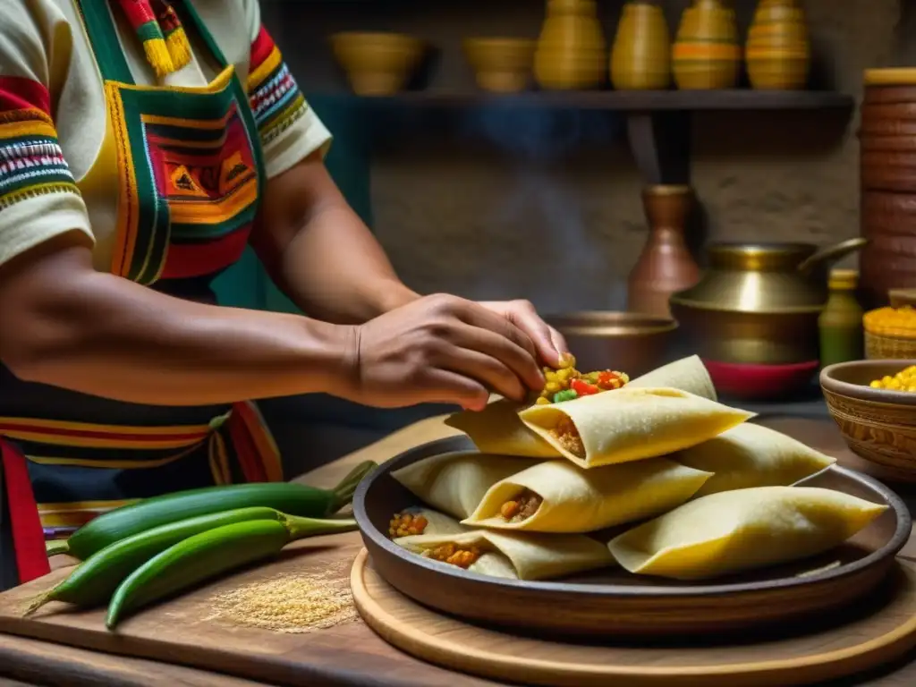 Cocina Azteca: Evolución tamales precolombinos en detallada imagen de preparación artesanal