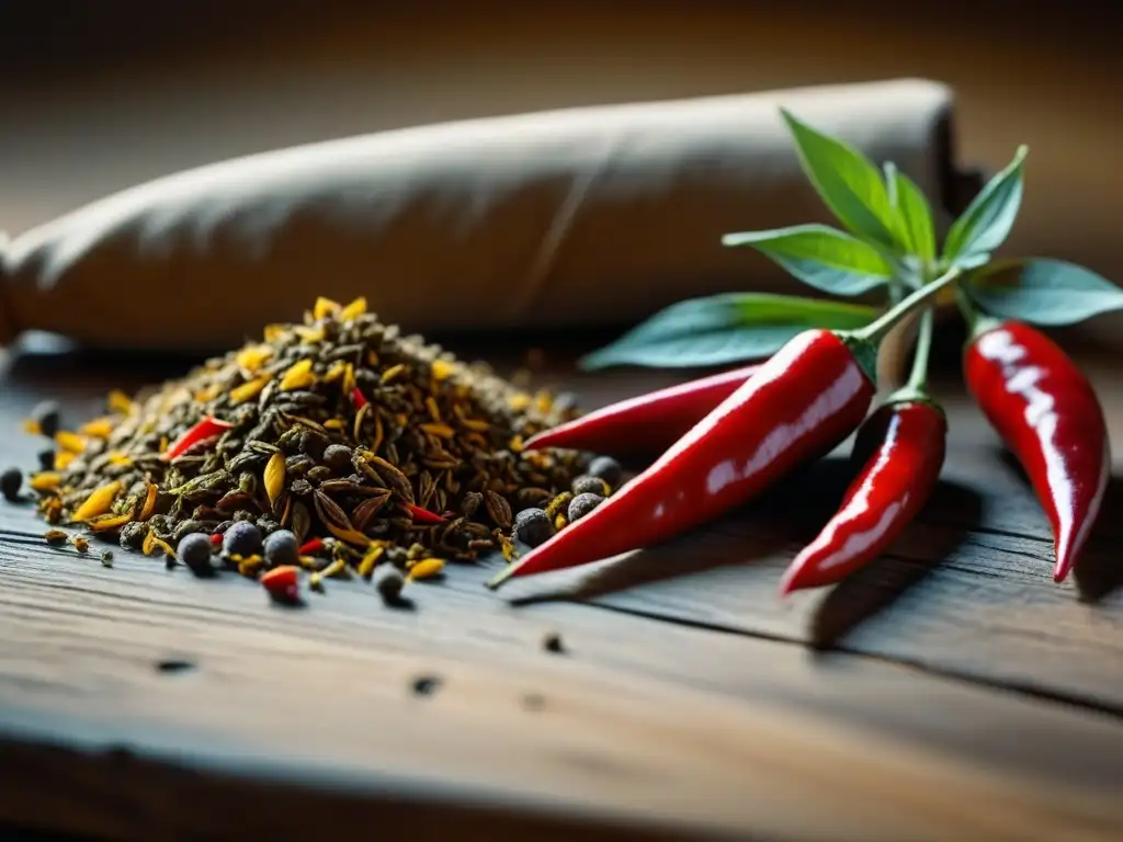 Colorida selección de especias bereberes en una composición artística de influencias culinarias del Magreb