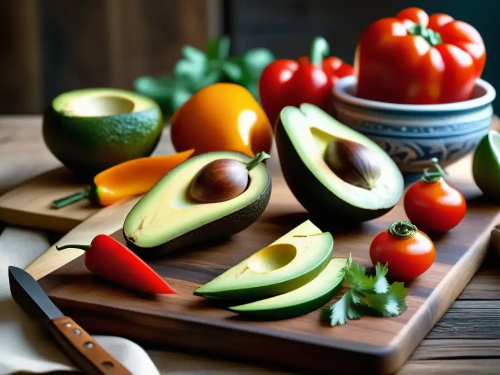 Una colorida variedad de ingredientes de cocina TexMex, resaltando la frescura y diversidad de los elementos tradicionales