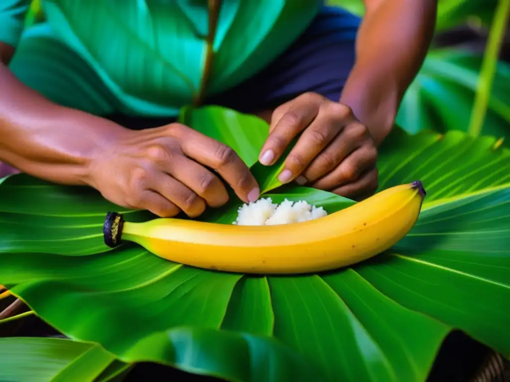 Una comida tradicional micronesia en hoja de plátano, reflejando la dieta micronesia con influencias y adaptaciones modernas