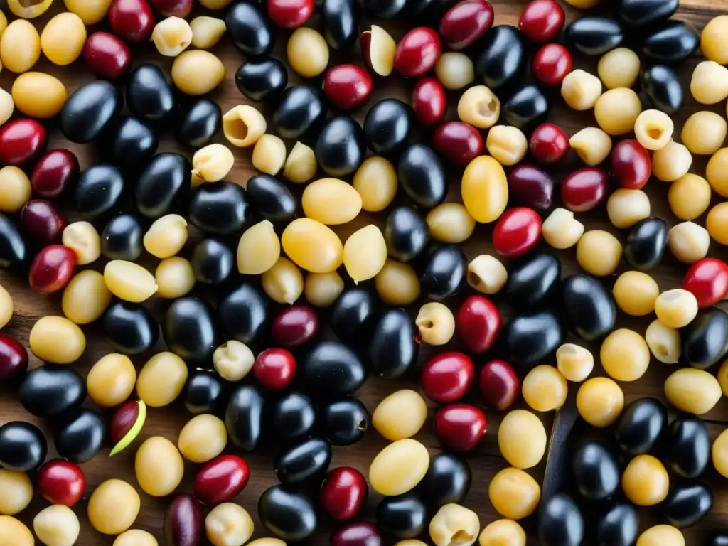 Legumbres frescas: belleza en detalle y colorido Una composición de legumbres coloridas y frescas en una mesa rústica resalta la importancia histórica de las legumbres