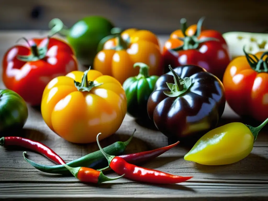 Una composición vibrante de ingredientes relevantes para recetas históricas culturales, sobre una mesa de madera rústica