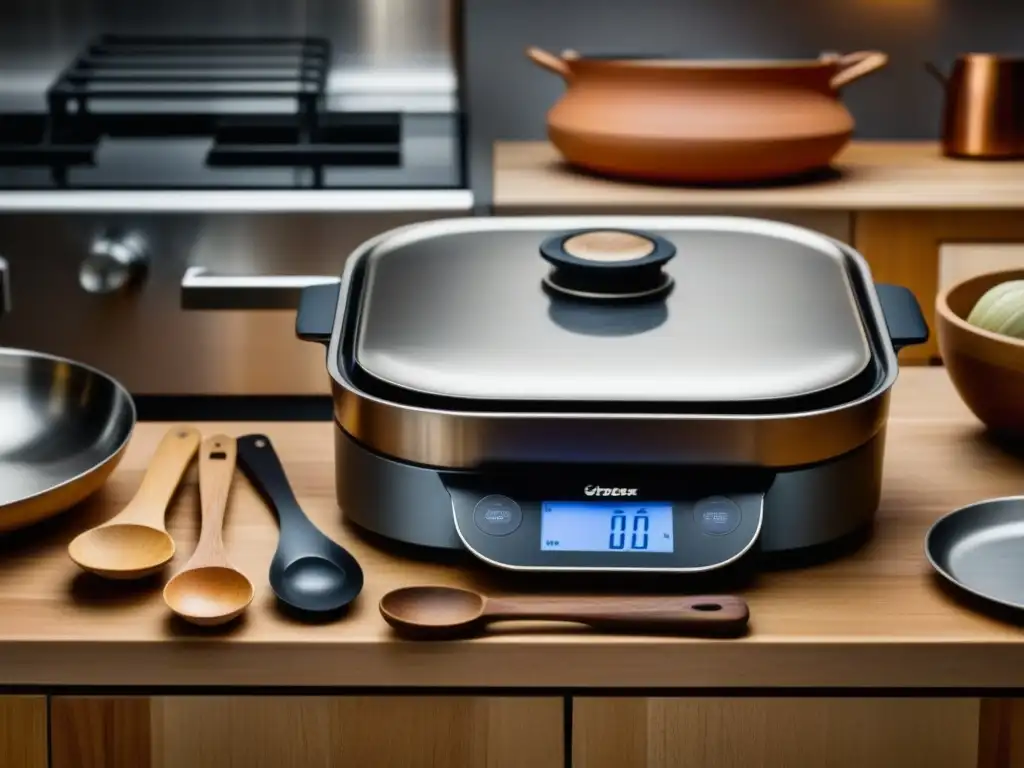 Contraste de utensilios antiguos y modernos en gadget de cocina