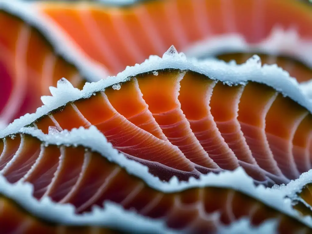 Un cristal de sal brillante sobre un salmón rosado, resaltando la conservación en sal gastronomía mundial