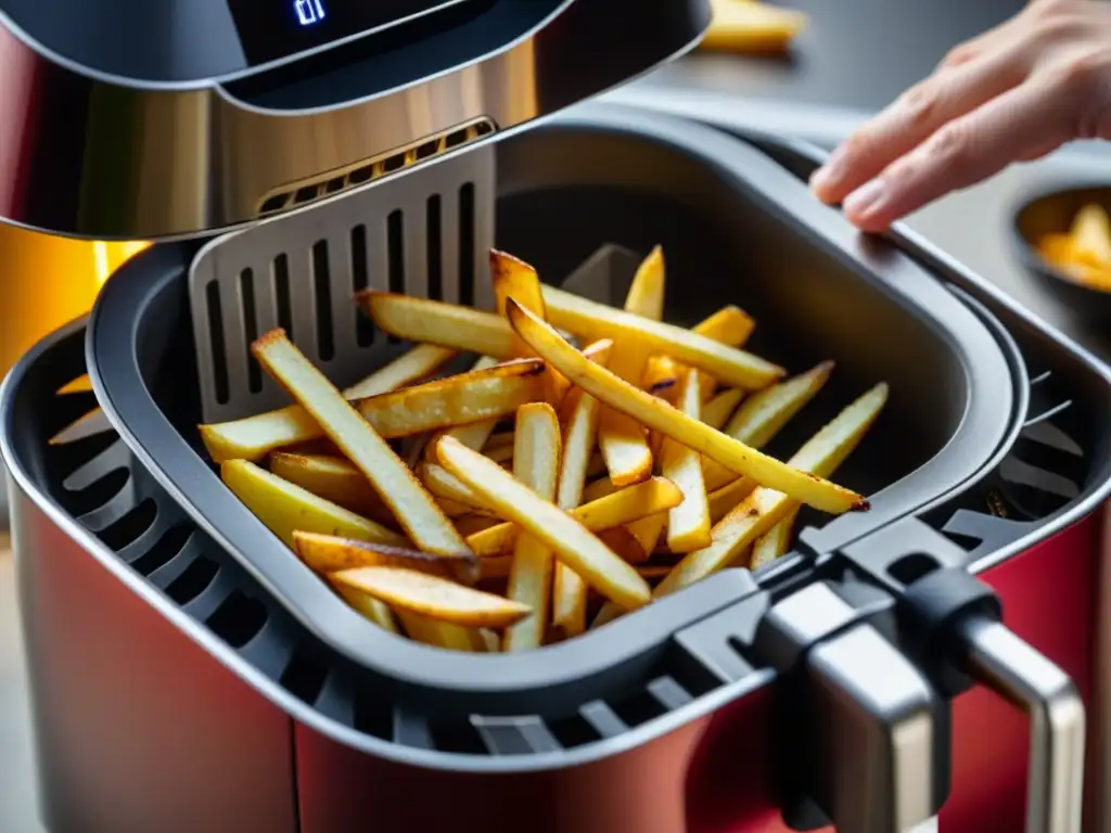 Deléitate con las crujientes papas fritas doradas en una freidora sin aceite para recetas históricas