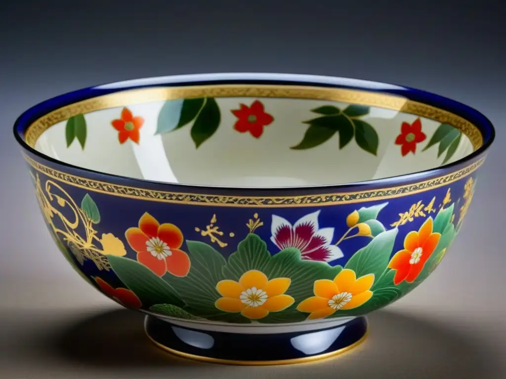 Exquisita cerámica Heianera y arte culinario ancestral Un cuenco cerámico heianera lleno de ingredientes japoneses tradicionales, destacando las recetas históricas Corte Imperial Heian