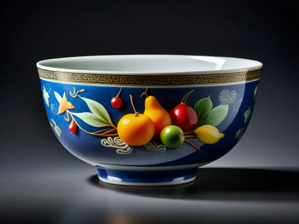 Un cuenco de porcelana con ingredientes exóticos de la cocina imperial china, historia gastronomía