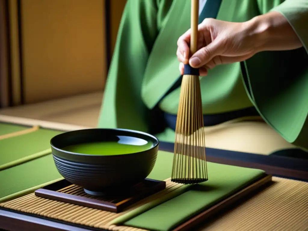 La delicada ceremonia japonesa del té, con movimientos precisos en un ambiente sereno y minimalista