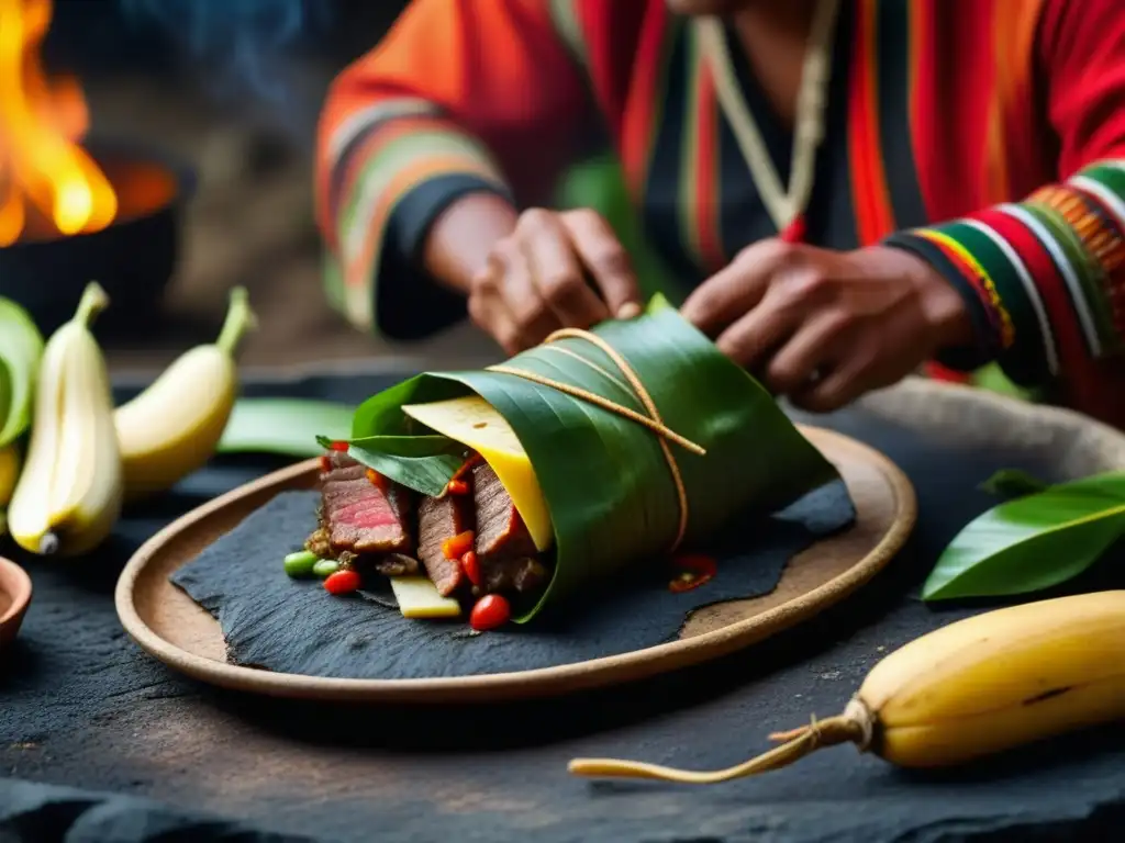 Delicada Pachamanca tradicional de Perú cocinándose en tierra, celebrando la receta ancestral