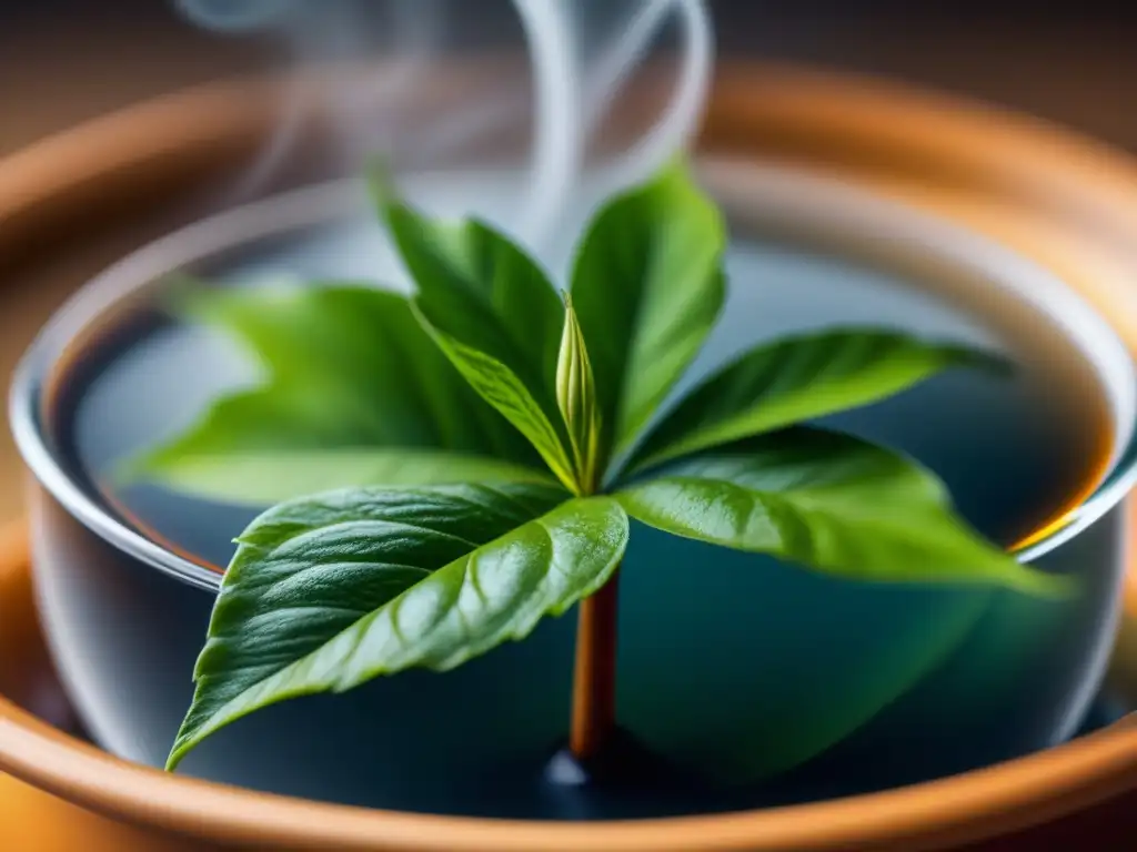 Un té delicado se despliega en el agua caliente, evocando la historia de producción del té en la era industrial