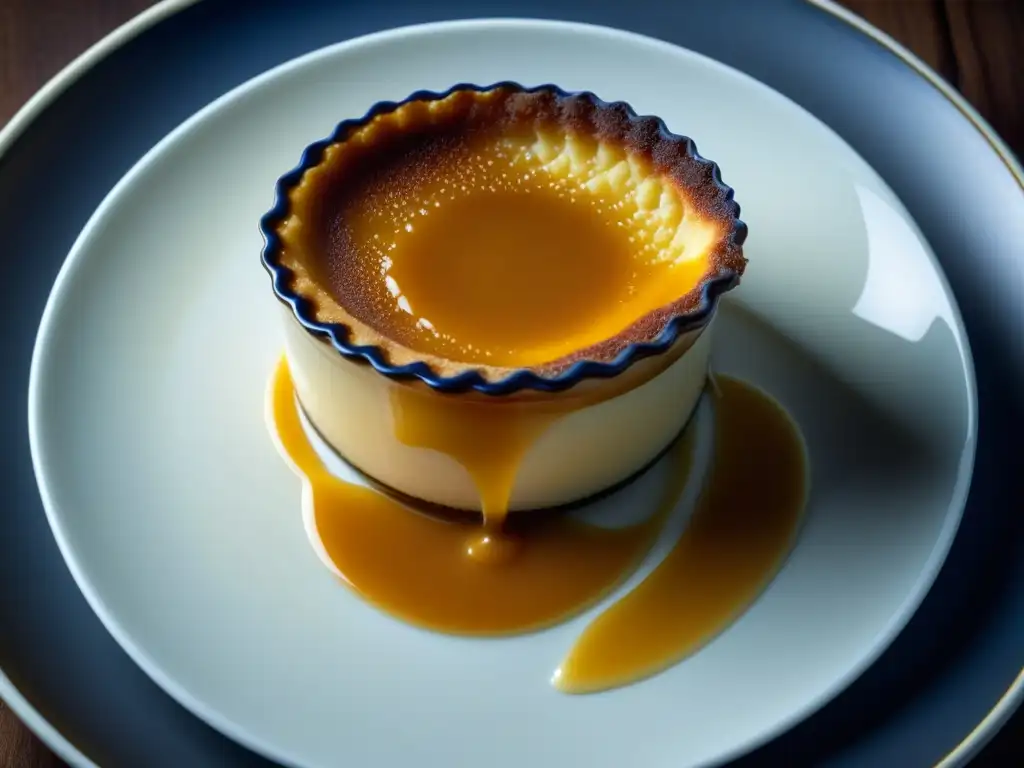 Delicado crème brûlée con sofisticación francesa en cocina sudamericana