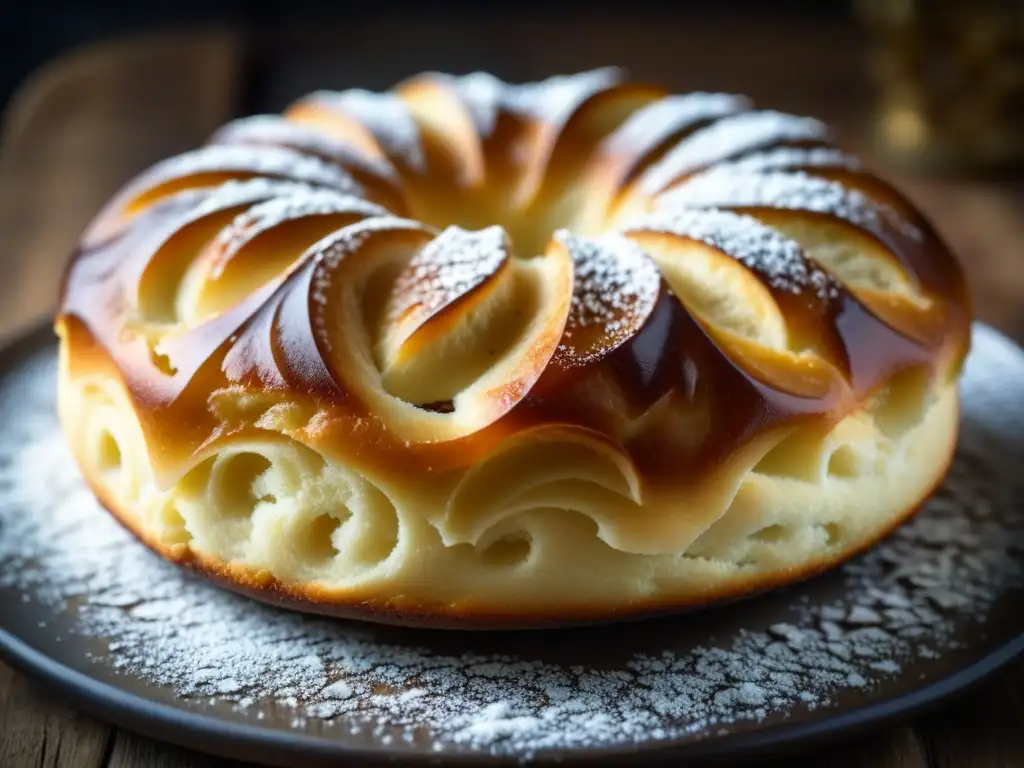 Delicado Kouglof recién horneado sobre mesa rústica