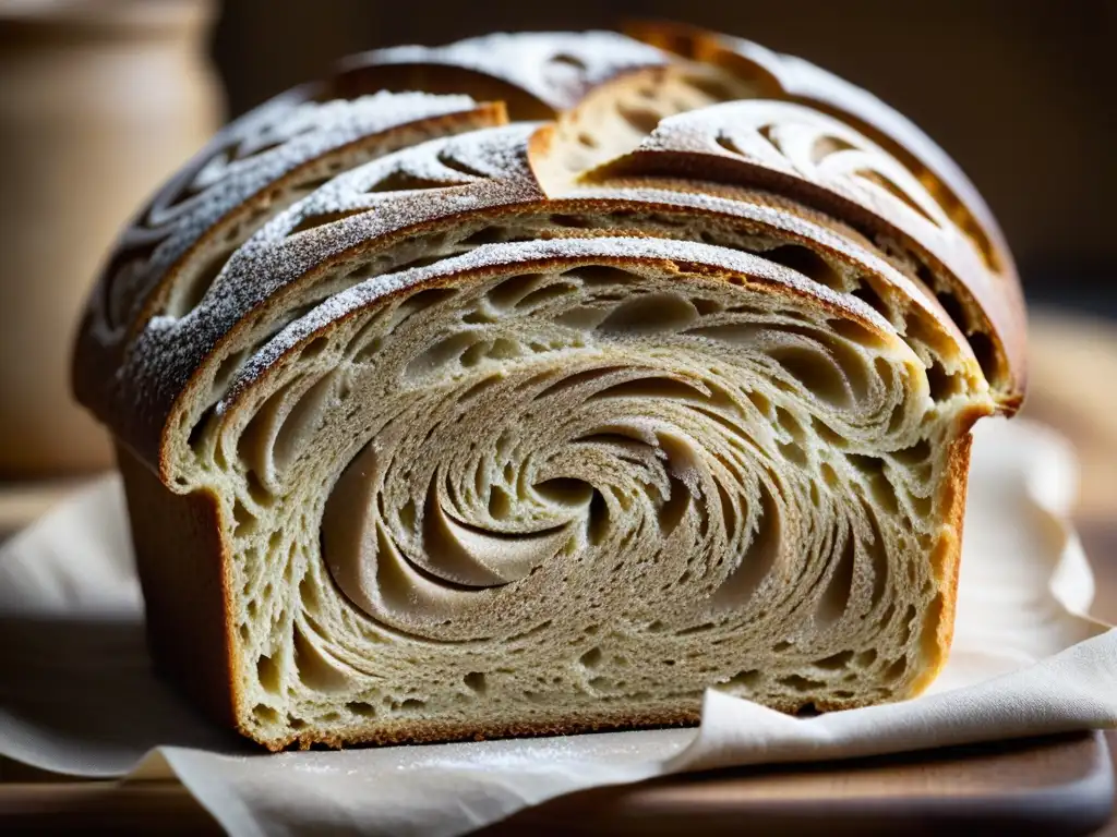 Delicado pan de centeno escandinavo, con patrones y textura rústica, influenciado por la panadería escandinava y su clima