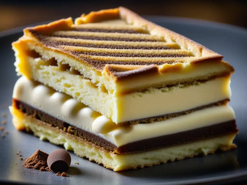 Delicado pastel francés de tiramisú, fusionando influencias de la gastronomía italiana en Francia