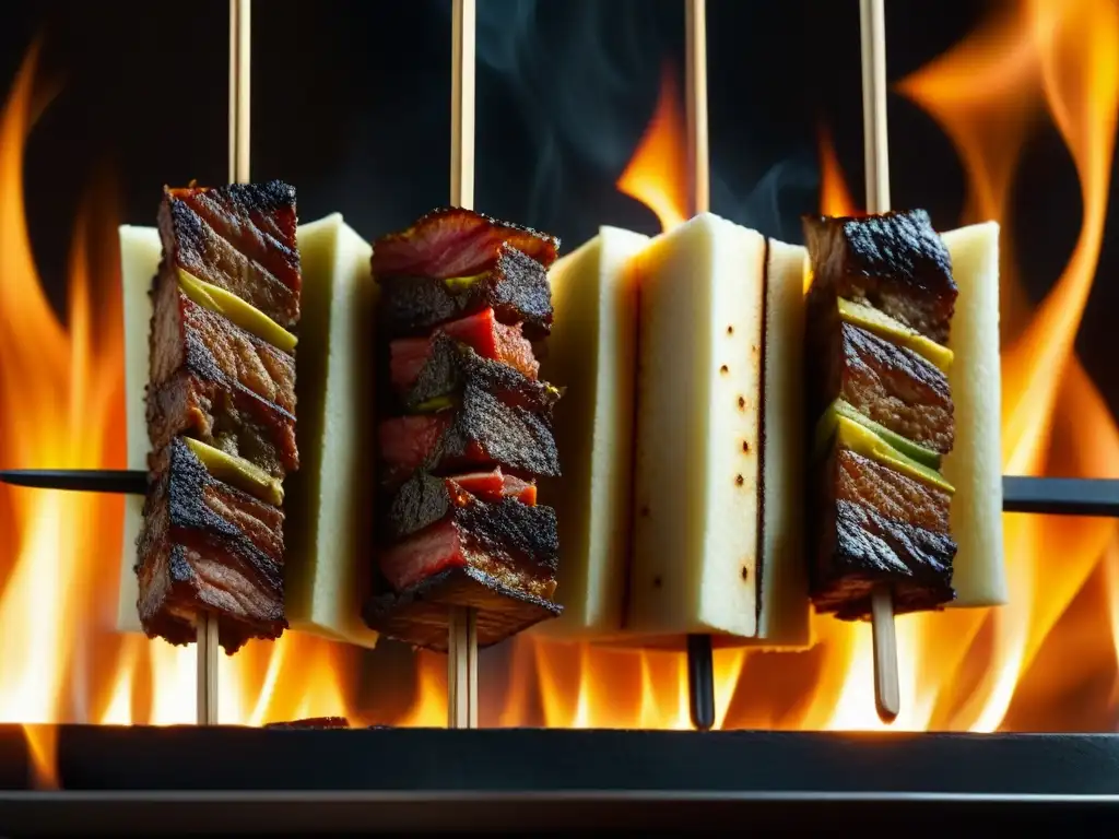 Delicado proceso de origen y evolución del kebab: detallada imagen macro de un kebab giratorio en un restaurante tradicional