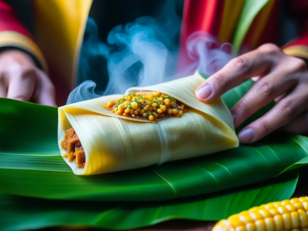 Delicado tamal tradicional mexicano de la Candelaria, con vapor y masa suculenta