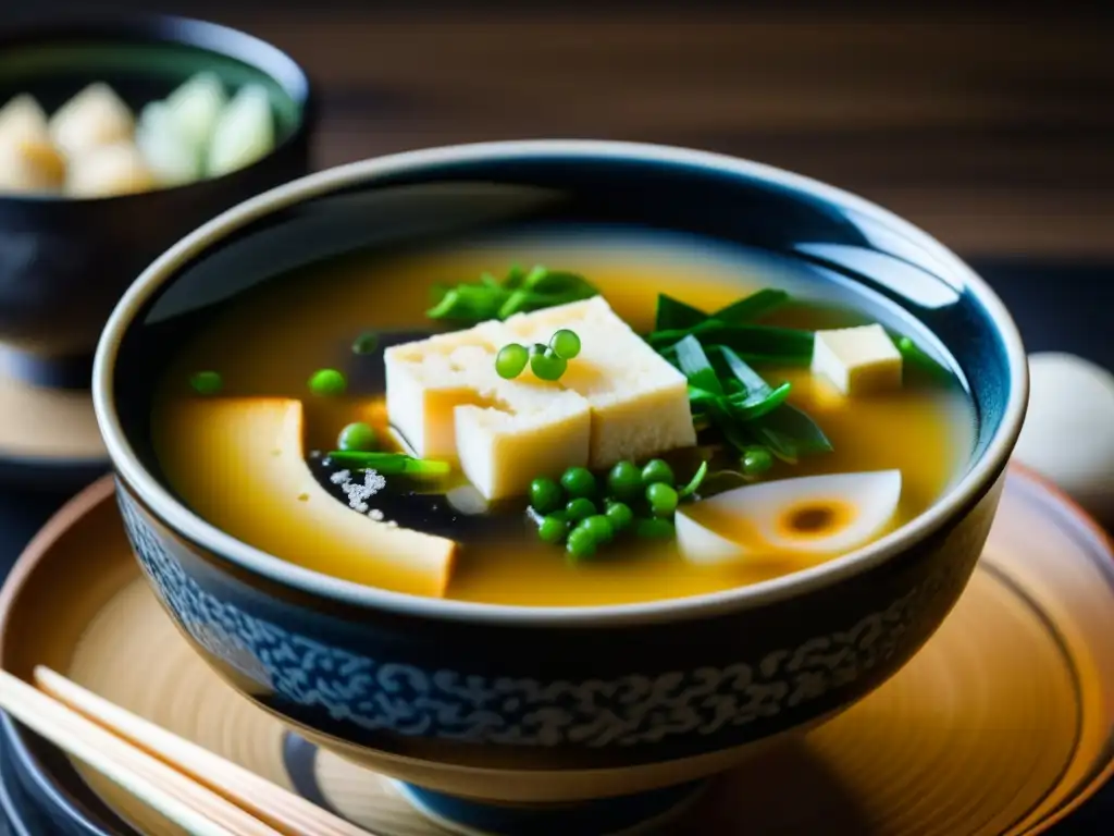 Delicados sabores básicos de la época Kamakura: un cuenco humeante de sopa miso tradicional japonesa