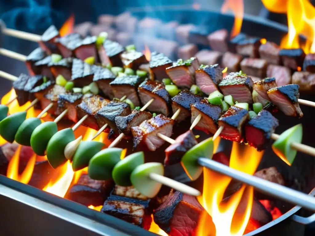 Una deliciosa brocheta de carne asada en el bullicioso mercado del Califato Abásida