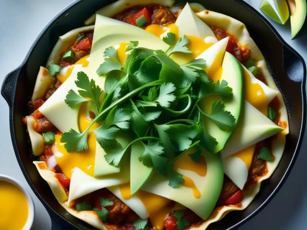 Deliciosa historia de la cocina TexMex siglo XIX: enchiladas doradas en sartén de hierro, queso derretido, aguacate y tomate