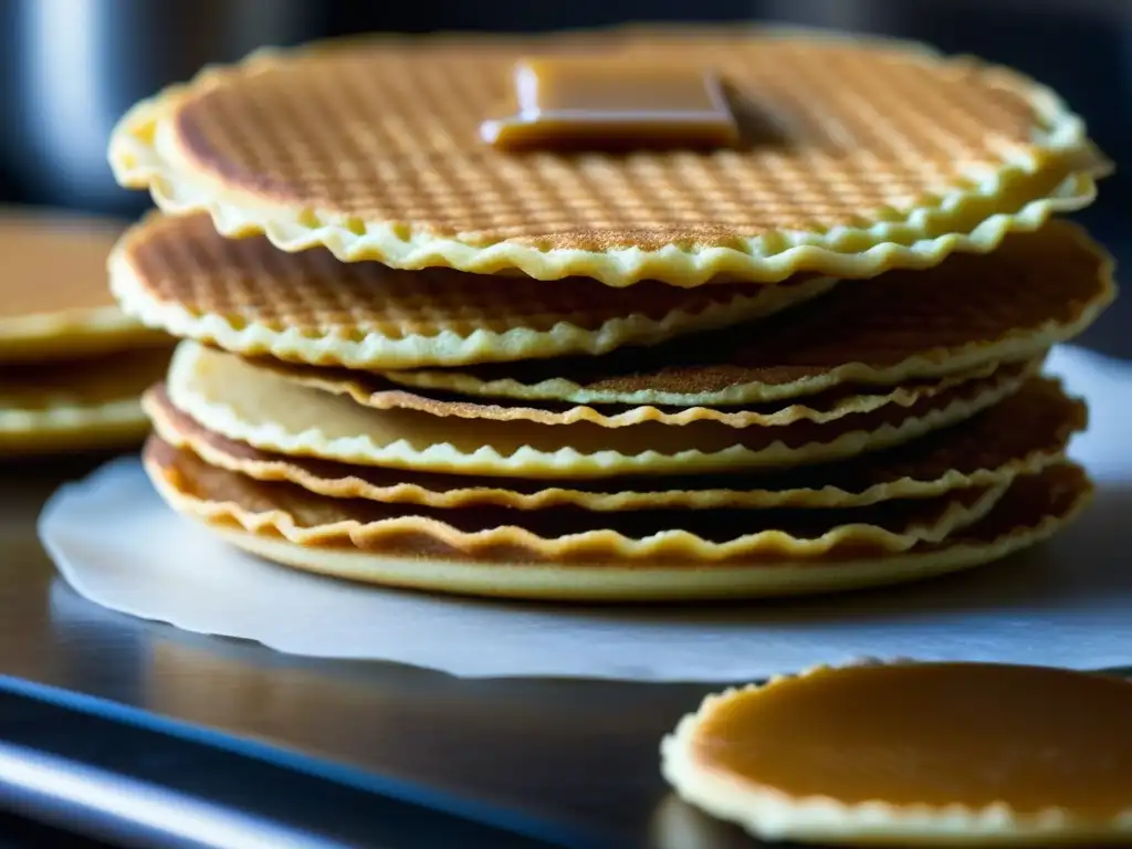 Deliciosa Stroopwafel recién horneada en cocina tradicional holandesa con recetas históricas