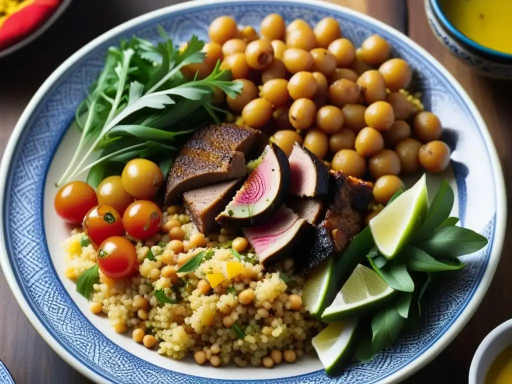 Una deliciosa muestra de la colorida Dieta Mediterránea Magreb, destacando la variedad de sabores y colores de esta tradición culinaria