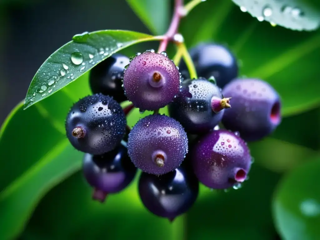 Deliciosas bayas de maqui brillantes en la Patagonia, capturando la esencia de estos superalimentos antioxidantes en su hábitat natural