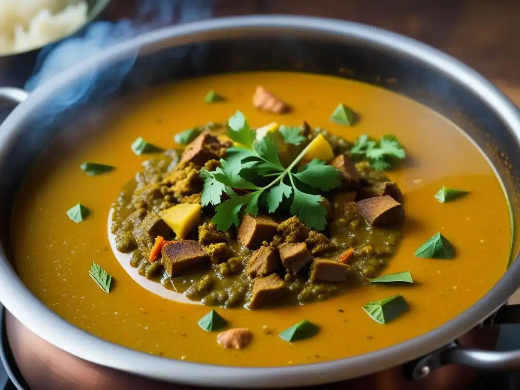 Delicioso curry indio con influencia Mongol recetas históricas India, colores y aromas que evocan intercambio culinario