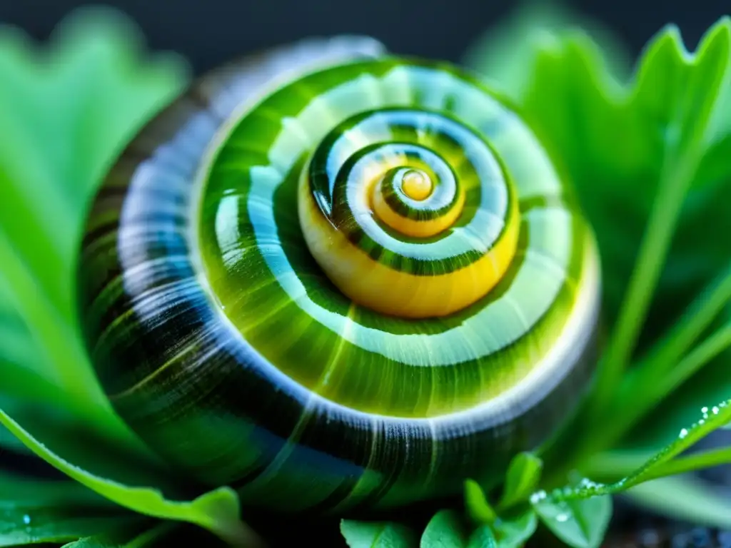 Un delicioso escargot sobre perejil, bañado en mantequilla de ajo