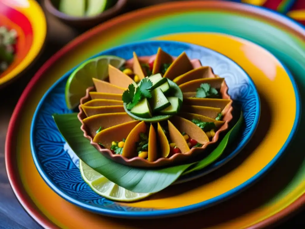 Delicioso guajolote en la cocina azteca, plato colorido y detallado que despierta los sentidos