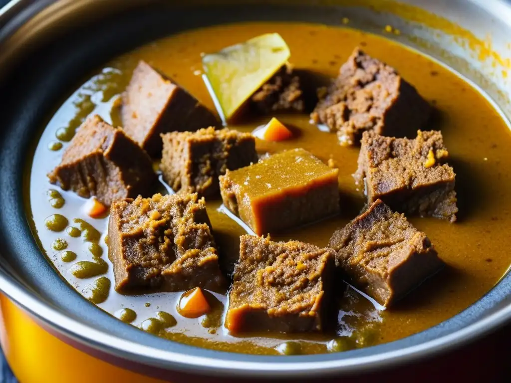 Un delicioso guiso de rendang Minangkabau, con sus especias y sabores únicos, una historia culinaria en cada bocado