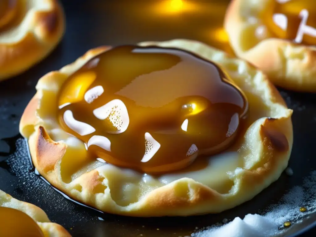 Delicioso lángos dorado y crujiente fritando en aceite burbujeante