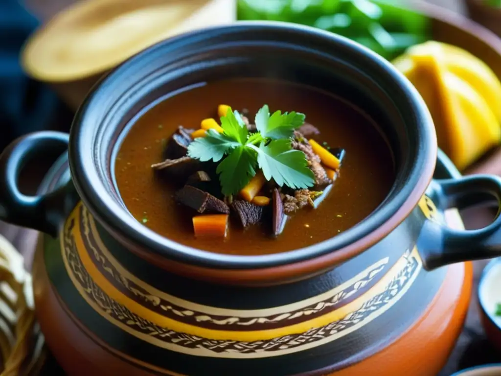 Delicioso Mole de Olla en Revolución Mexicana: un guiso tradicional con capas de sabor, colores vibrantes y aromas tentadores