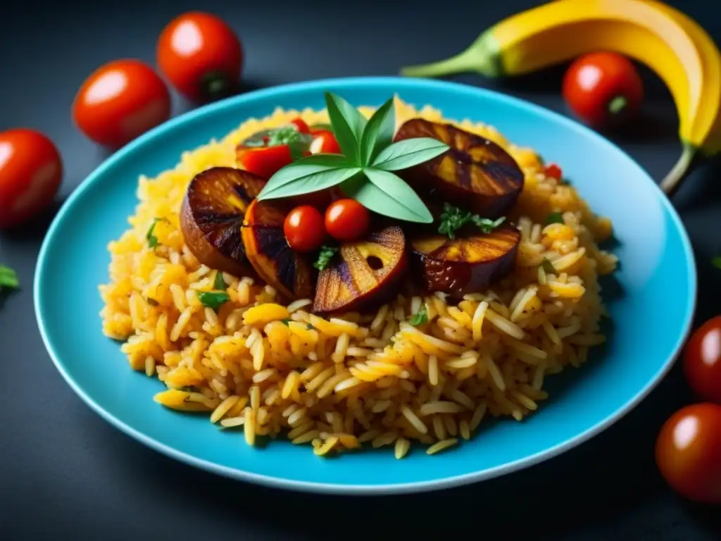 Delicioso plato de arroz Jollof africano, evolución cultural de la gastronomía africana