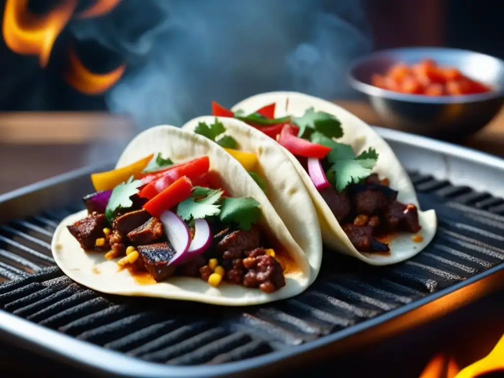 Delicioso taco coreano-mexicano a la parrilla, fusionando sabores en Fusión coreano-mexicana recetas históricas