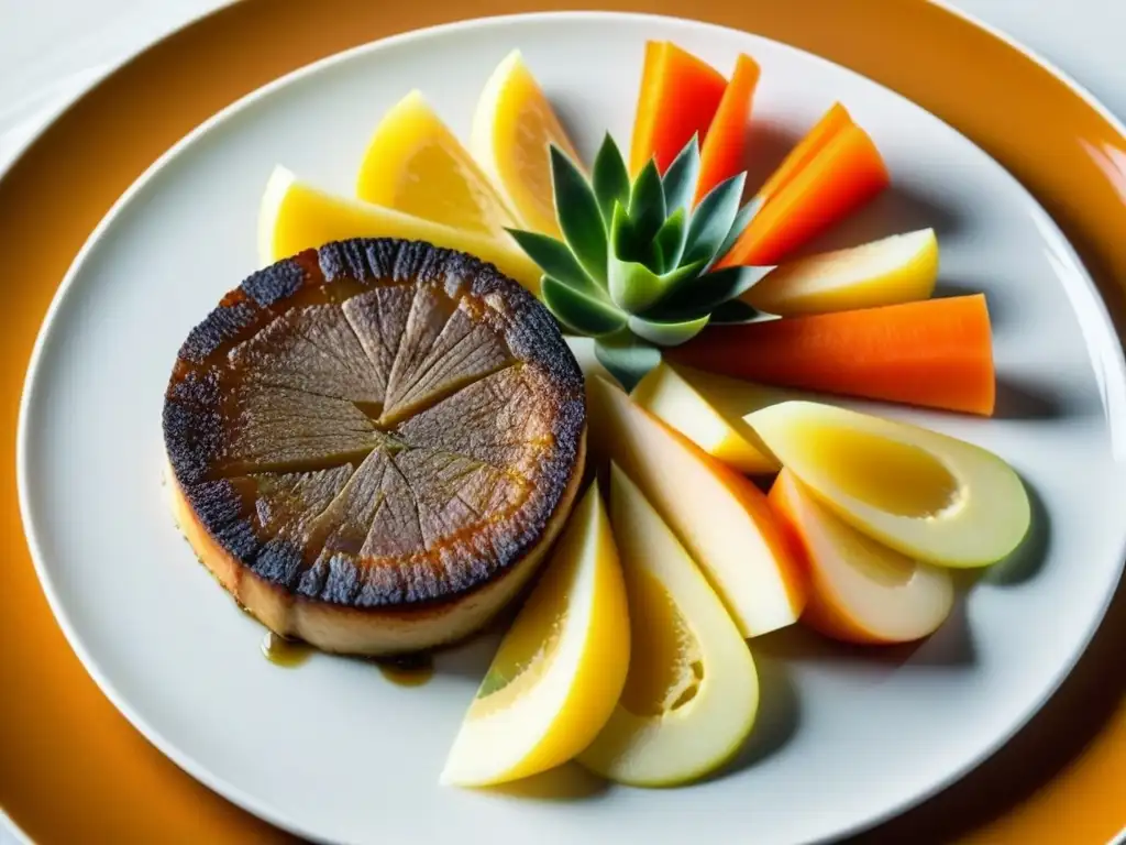 Un delicioso Tafelspitz de Francisco José con carne tierna y verduras coloridas en un plato blanco