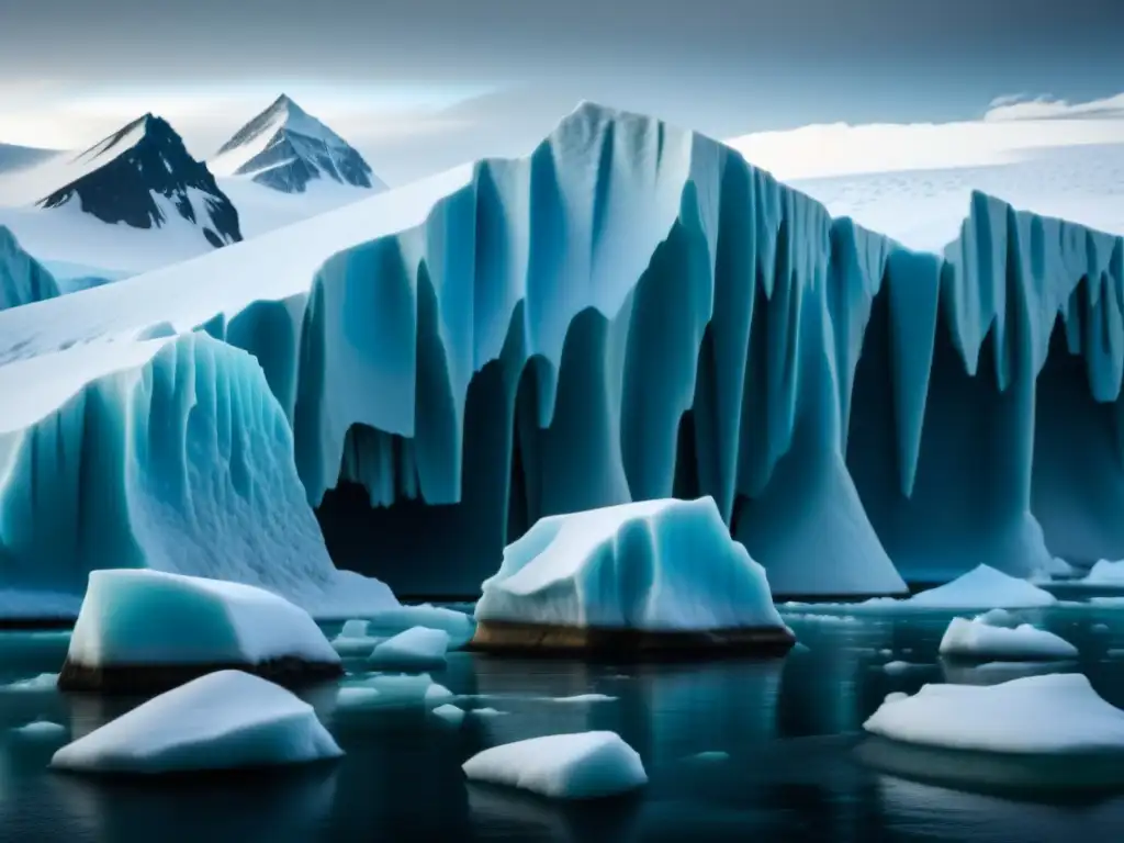 Deslumbrante deshielo de icebergs en el Ártico, revelando patrones y texturas únicas