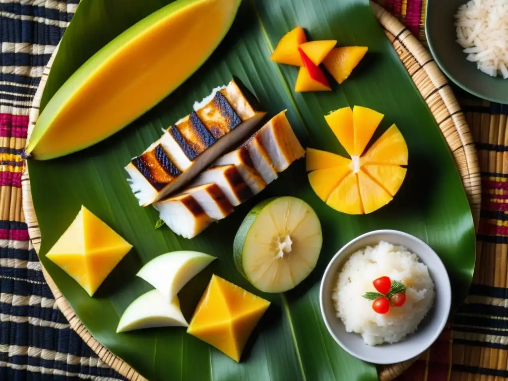 Una detallada dieta tradicional Micronesia en vibrantes colores y texturas exquisitas