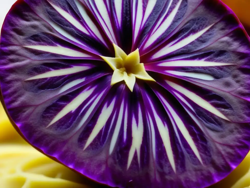 Delicioso camote morado Okinawense: una obra de arte antioxidante Detallada imagen de un camote morado de Okinawa, resaltando sus beneficios antioxidantes