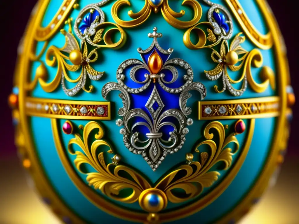 Detallada imagen de un huevo Fabergé decorado, reflejando la opulencia de la era imperial rusa bajo Catalina la Grande