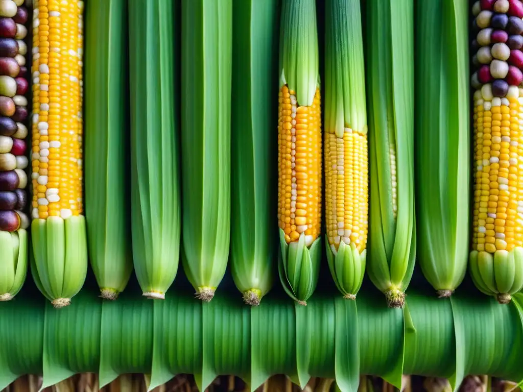Maíz andino: historia y sostenibilidad en la agricultura orgánica Detallada imagen de un maizal vibrante en los Andes, con técnicas agrícolas incas