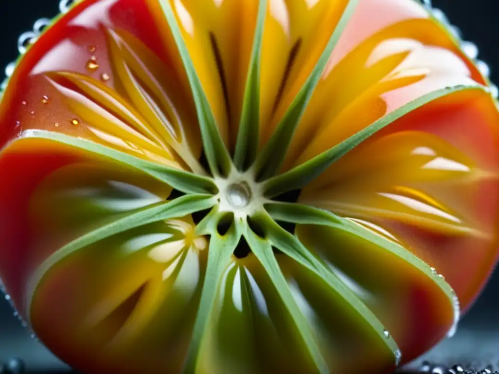 Detallada imagen de un tomate orgánico recién cosechado, vibrante y colorido, simbolizando la importancia de productos orgánicos en la gastronomía