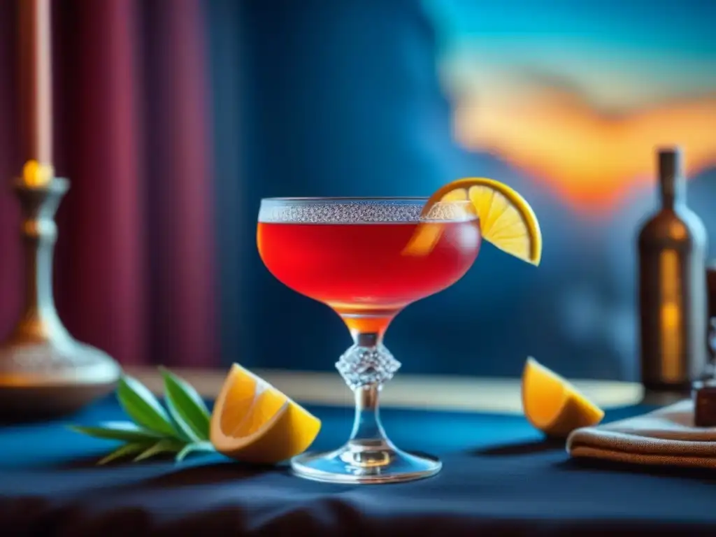 Arte renacentista en coctelería: Detalles exquisitos del cóctel histórico Detallado cóctel renacentista con adornos elaborados y copas elegantes
