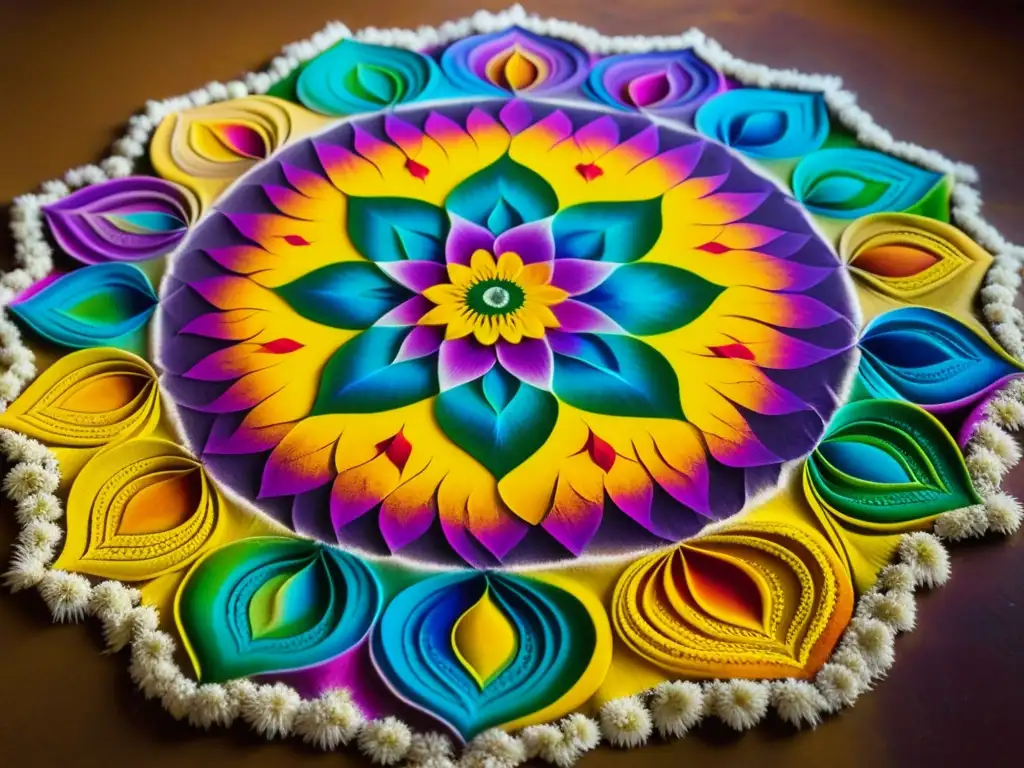 Un detallado diseño de Rangoli durante Navaratri: recetas históricas vegetarianas