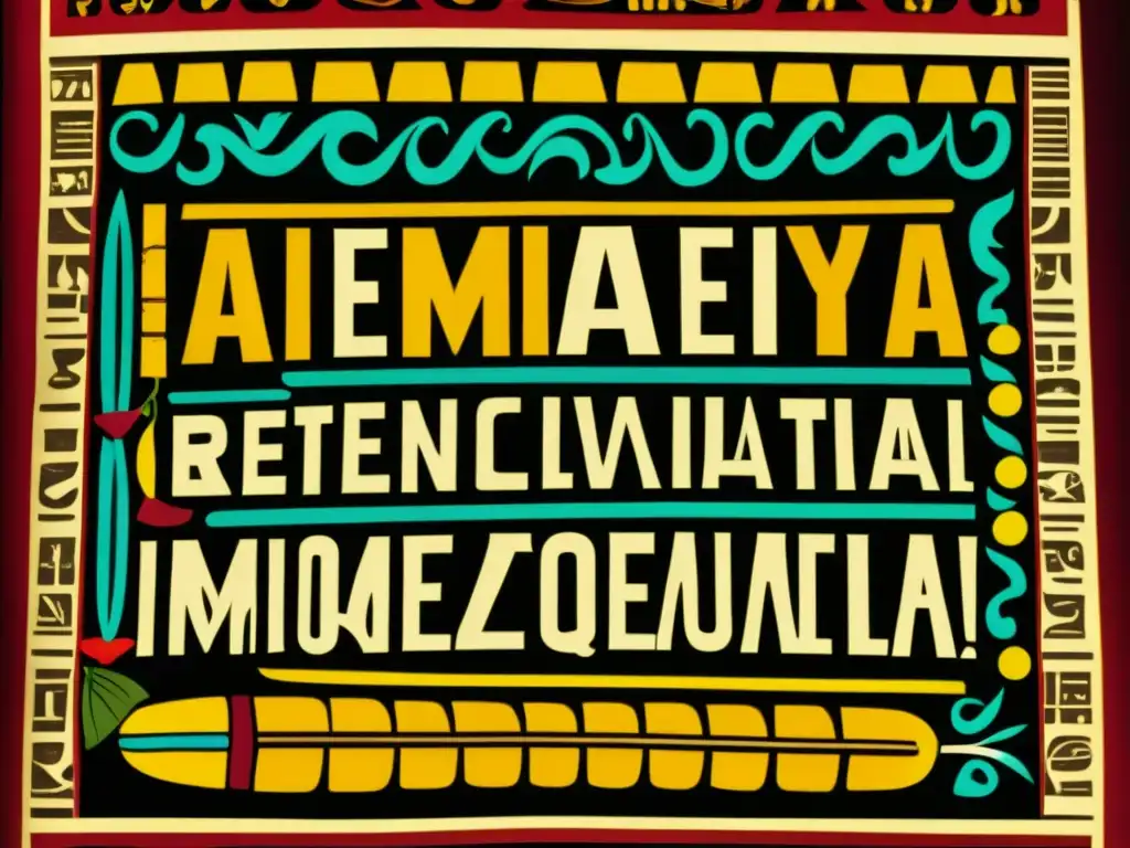 Detalle de un antiguo códice maya con hieroglifos e ilustraciones de alimentos tradicionales como maíz, frijoles y cacao